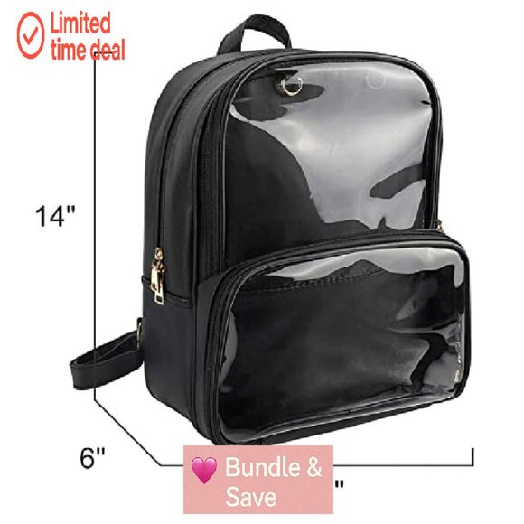 Double Window Ita Bag Backpack PU Leather Kawaii Pins Organizer Travel School main image 5